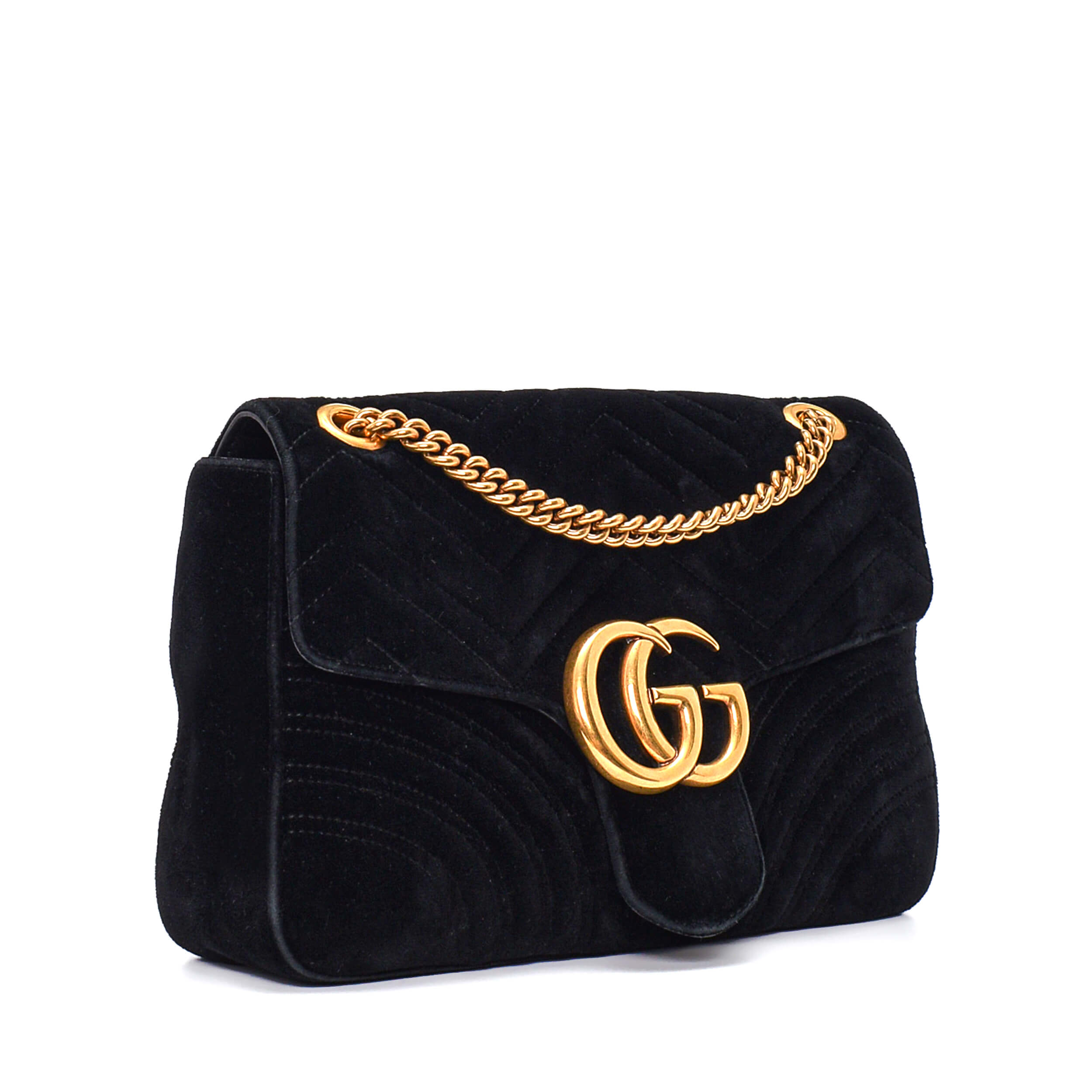 Gucci - Black Velvet Marmont Matelasse Large Bag